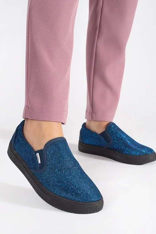 Sinine läikiv slip-on kingad