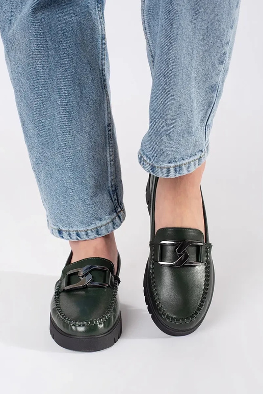 Khaki värvi platvormiga mokasiinid