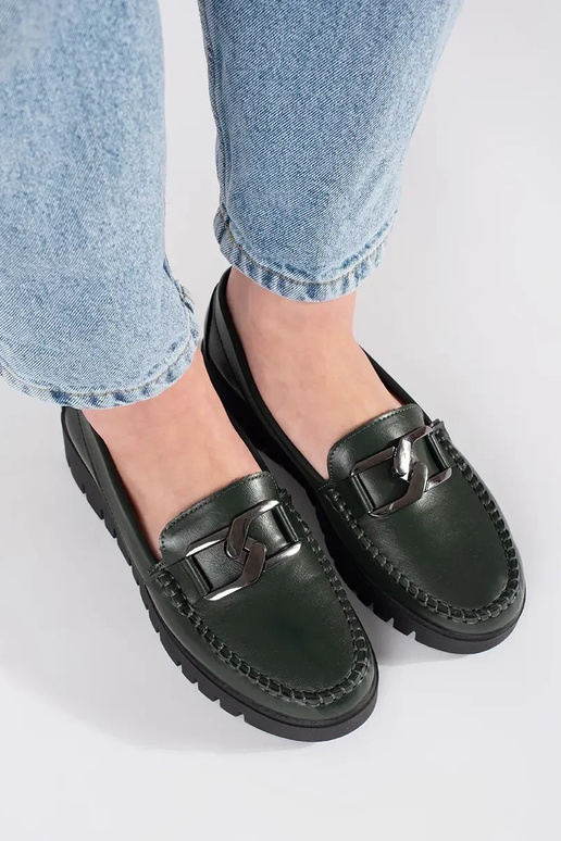 Khaki värvi platvormiga mokasiinid