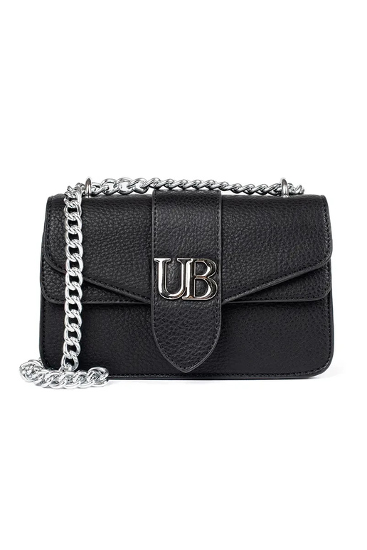 Must väike naiste kott hõbedase ahelaga