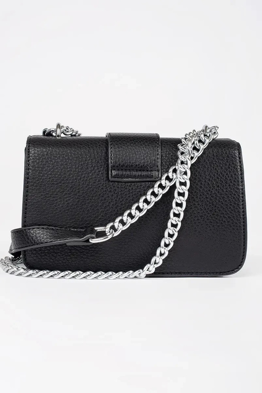 Must väike naiste kott hõbedase ahelaga