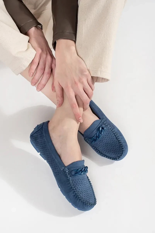 Sinised aukudega naiste mokasiinid...