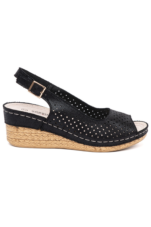 Mustad aukude mustriga sandaalid