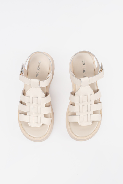 beeži värvi nahast platvormsandale