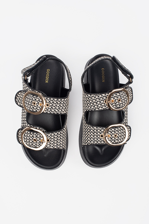 Platvormiga sandaalid musta-valge...