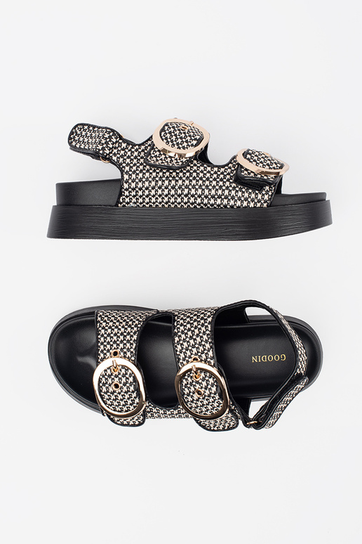 Platvormiga sandaalid musta-valge...