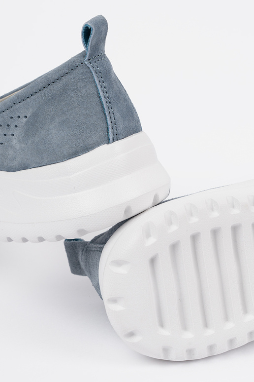 Nahkased sinised mokasiinid platvormiga