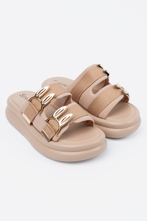 Küpsisevärvi sandaled kuldsete...