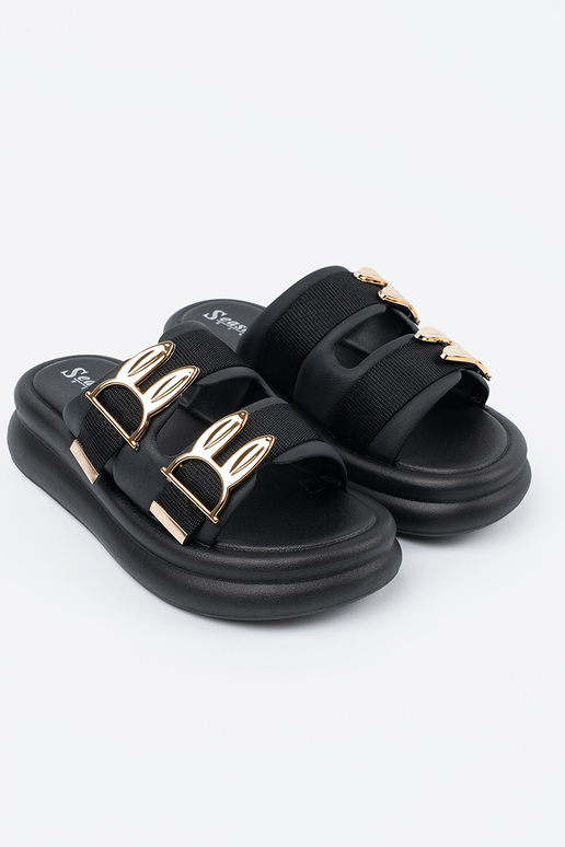 Kullaga kaunistatud platvormi sussid