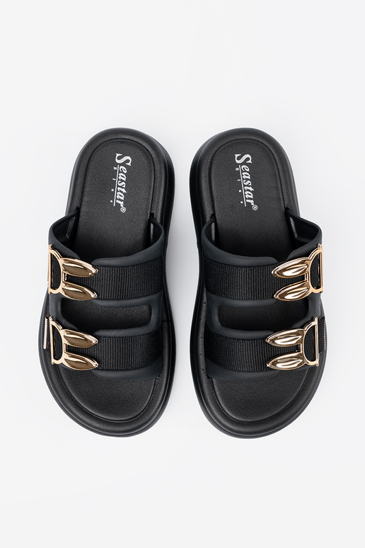 Kullaga kaunistatud platvormi sussid