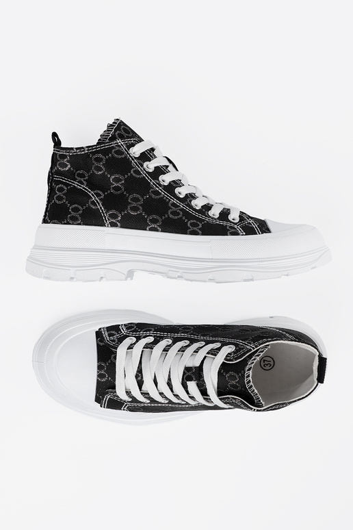 Mustade jalatsid paeltega ja platvormiga