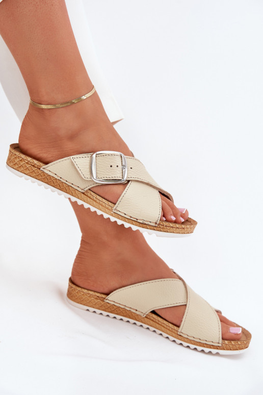 Plätud naturaalsest nahast Pealiste omad neetide ja pandlaga Inblu VO0004GU beeži värvi Plätud naturaalsest nahast Pealiste omad neetide ja pandlaga Inblu VO0004GU beeži värvi