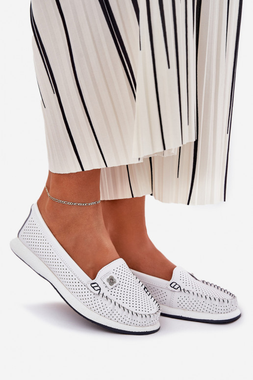 Pealhk naiste mokassiinid S.Barski LR51-673 valget värvi