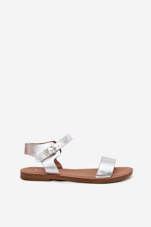 Pealistesandaalid laiade nööridega Eko Pealhk Hõbedat värvi Kivara