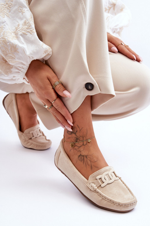Moekad Seemisnahast mokassiinid beeži värvi Rabell