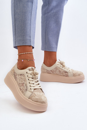 Pitsilised Sneakers tüüpi jalanõud Pealiste omad platvormiga S.Barski HY025 beeži värvi