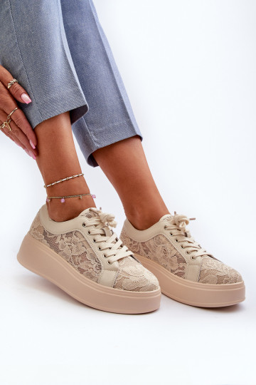 Pitsilised Sneakers tüüpi jalanõud Pealiste omad platvormiga S.Barski HY025 beeži värvi 2