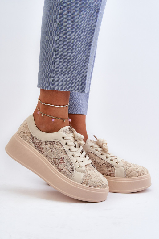 Pitsilised Sneakers tüüpi jalanõud Pealiste omad platvormiga S.Barski HY025 beeži värvi