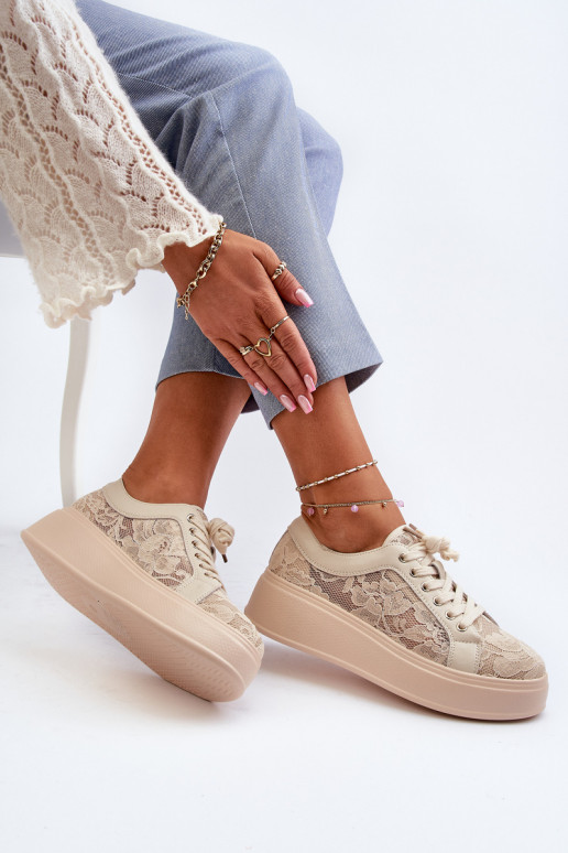 Pitsilised Sneakers tüüpi jalanõud Pealiste omad platvormiga S.Barski HY025 beeži värvi