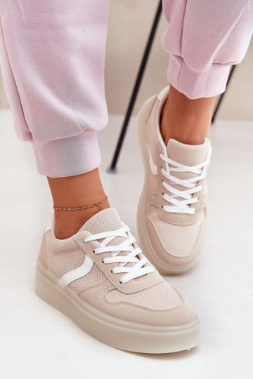 Sellel ondal Sneakers tüüpi jalanõud Pealiste omad platvormiga beeži värvi Telmira