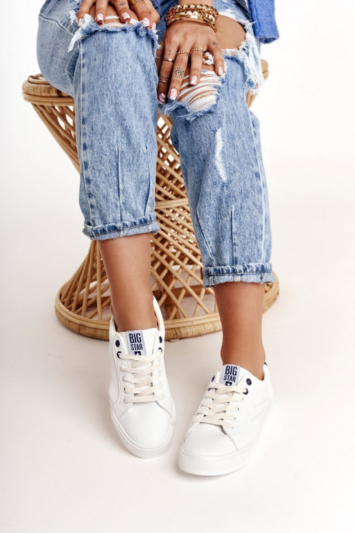 Stiilsed spordijalatsid naturaalsest nahast BIG STAR BB274211 Valge ja meresinine