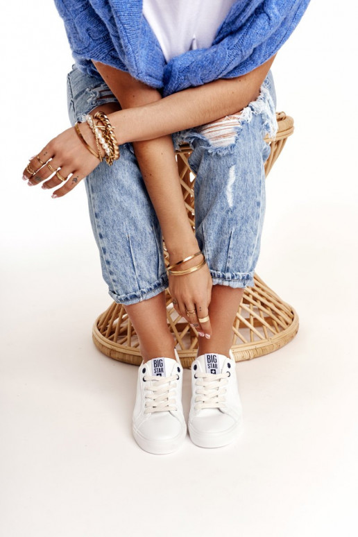 Stiilsed spordijalatsid naturaalsest nahast BIG STAR BB274211 Valge ja meresinine