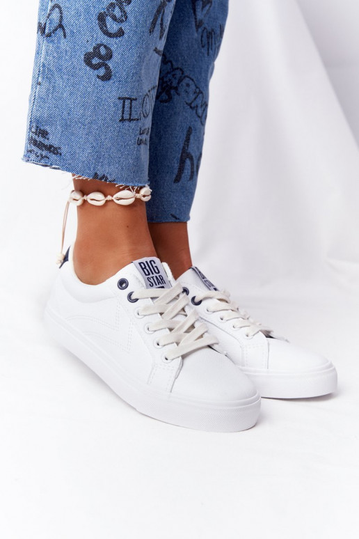 Stiilsed spordijalatsid naturaalsest nahast BIG STAR BB274211 Valge ja meresinine