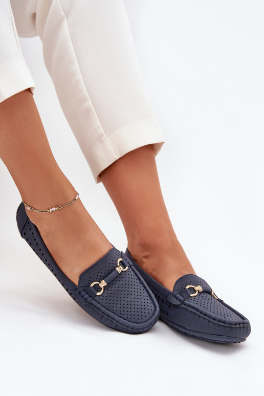 naiste mokassiinid Ažuurne kaunistustega tumesinist värvi Kaydance naiste mokassiinid Ažuurne kaunistustega tumesinist värvi Kaydance