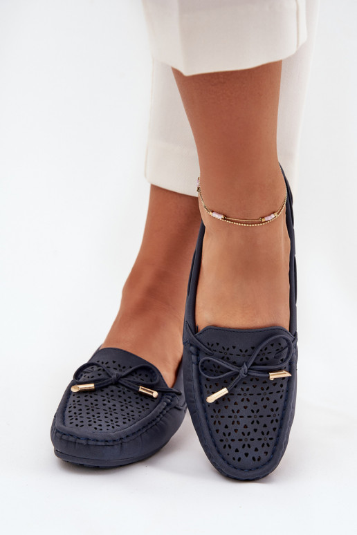 naiste mokassiinid Ažuurse mustriga I INiązaniem tumesinist värvi Mirisa naiste mokassiinid Ažuurse mustriga I INiązaniem tumesinist värvi Mirisa