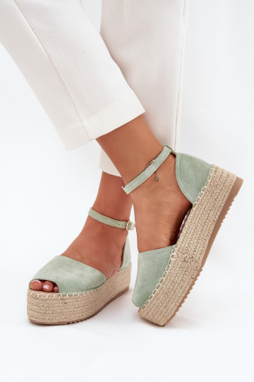 sandaalid Espadrillid platvormiga Koos punutisega mündiroheline Selise