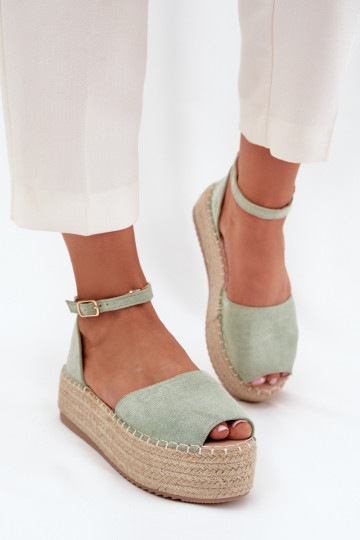 sandaalid Espadrillid platvormiga Koos punutisega mündiroheline Selise 2