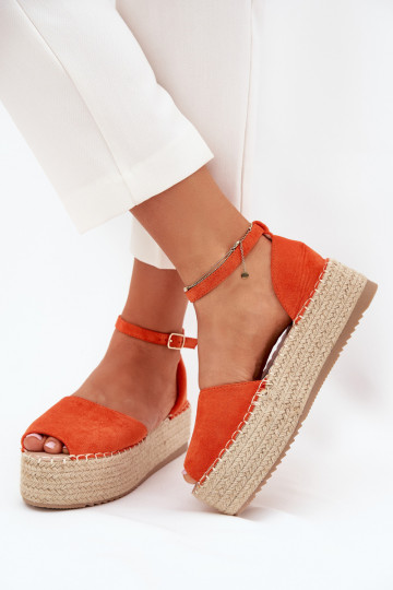 sandaalid Espadrillid platvormiga Koos punutisega oranži värvi Selise 2