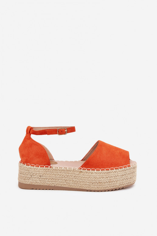 sandaalid Espadrillid platvormiga Koos punutisega oranži värvi Selise sandaalid Espadrillid platvormiga Koos punutisega oranži värvi Selise