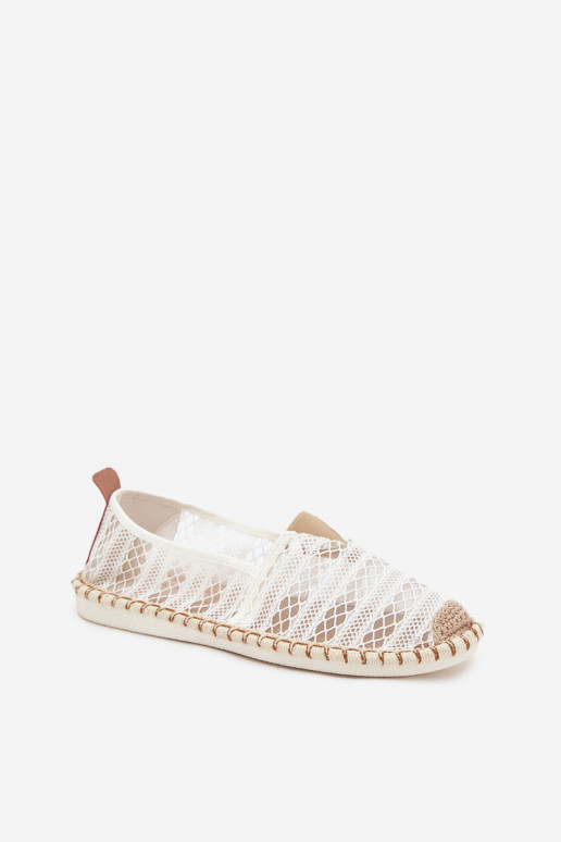 pitsilised espadrillid Pealiste omad võrguga valget värvi Faylira pitsilised espadrillid Pealiste omad võrguga valget värvi Faylira