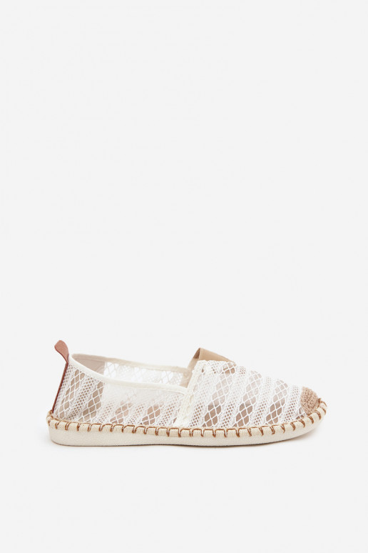 pitsilised espadrillid Pealiste omad võrguga valget värvi Faylira pitsilised espadrillid Pealiste omad võrguga valget värvi Faylira
