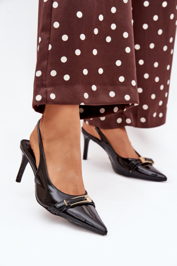 Laque Kingad kõrge jämeda kontsaga Kuldse pandlaga msuud Vivae