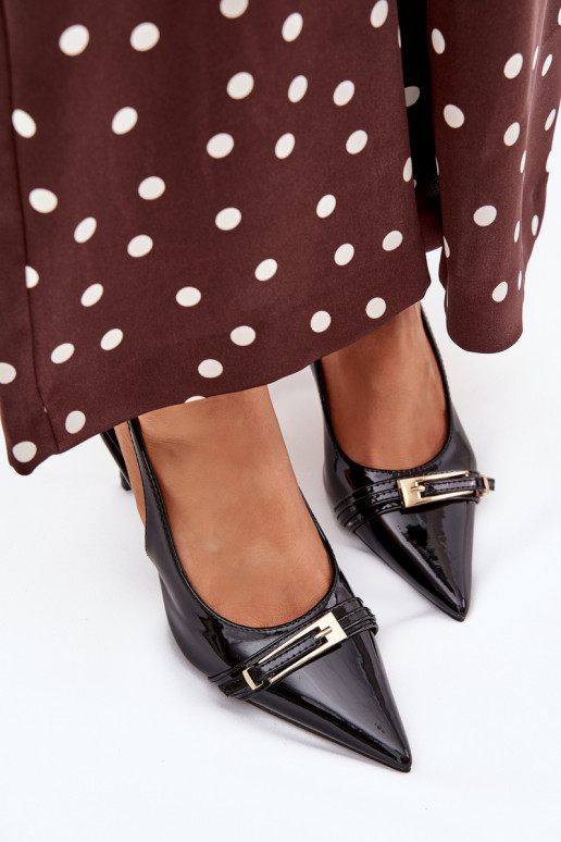 Laque Kingad kõrge jämeda kontsaga Kuldse pandlaga msuud Vivae