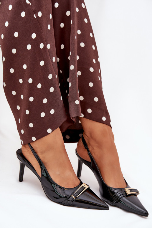 Laque Kingad kõrge jämeda kontsaga Kuldse pandlaga msuud Vivae