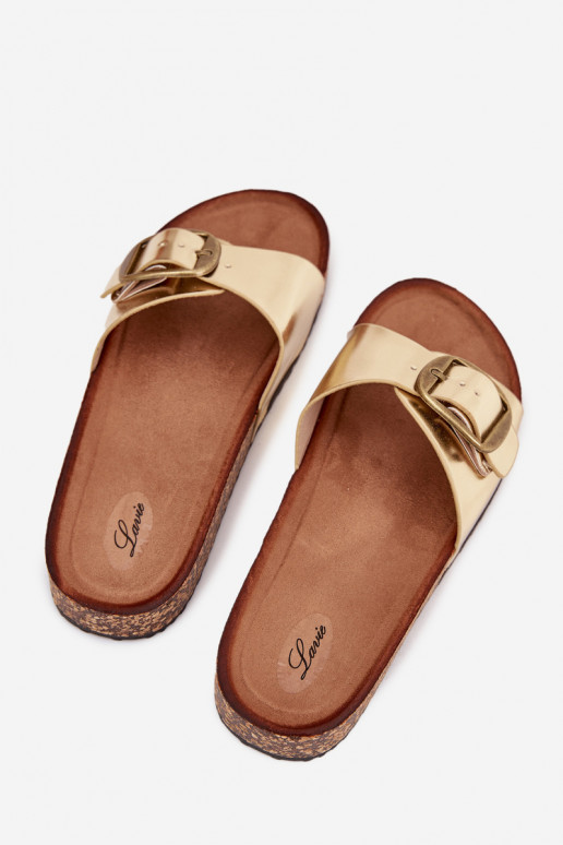 naiste plätud Korkosissea platvormil neetide ja pandlaga Kuldset värvi Vianara