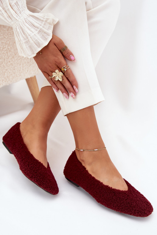 Baleriinad Pealiste omad karusnahaga Typu Baranek bordoo-värvi Zimira