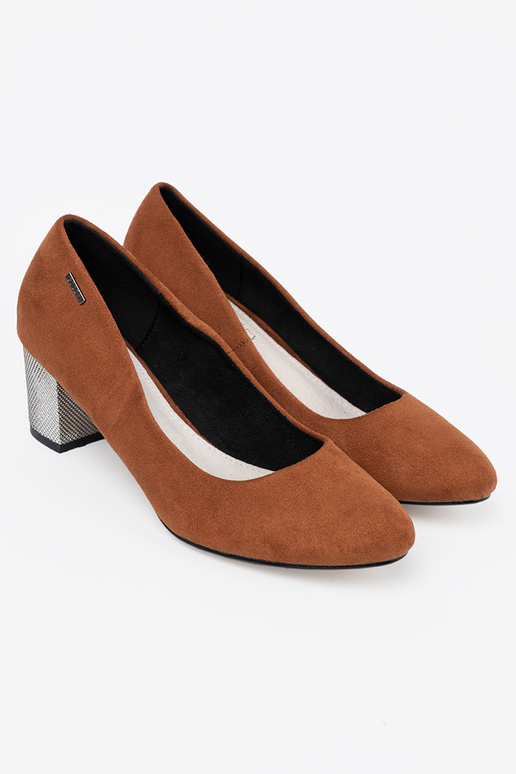 pruunid värvi poolsaapad z ozdobnym hõbedanem obcasem pruunid värvi poolsaapad z ozdobnym hõbedanem obcasem