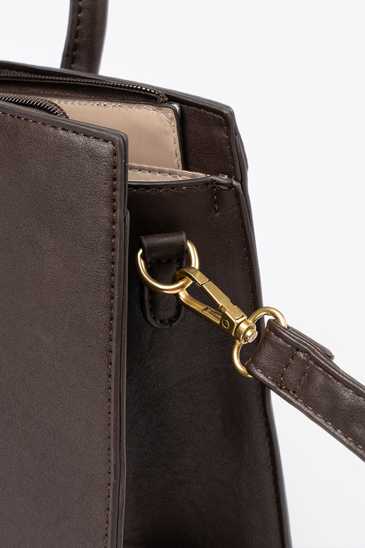 Tumepruun Käekott dekoratiivse pandlaga sisse kuldnem kolorze