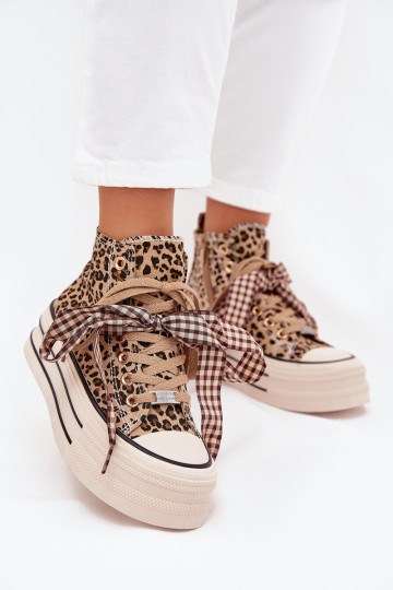 naiste saapad laiade paeltega I Zamkiem platvormiga leopardimustriga Sellel onvara