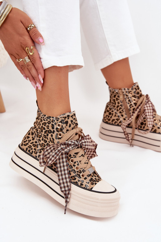 naiste saapad laiade paeltega I Zamkiem platvormiga leopardimustriga Sellel onvara