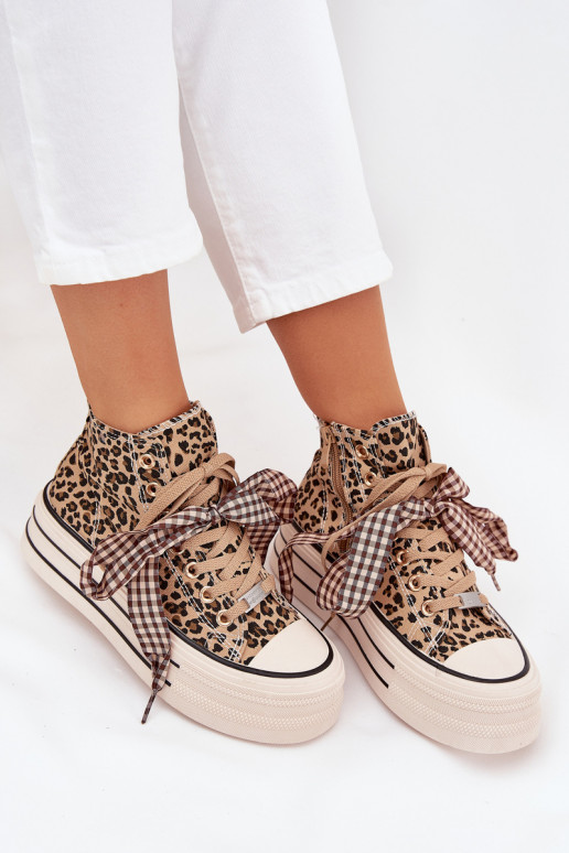 naiste saapad laiade paeltega I Zamkiem platvormiga leopardimustriga Sellel onvara