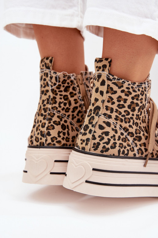 naiste saapad laiade paeltega I Zamkiem platvormiga leopardimustriga Sellel onvara