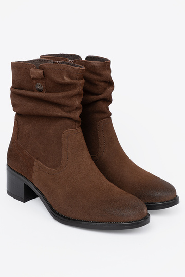 pruunid värvi nahk lumesaapad volangilise ülaosaga Sergio Leone