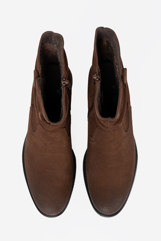 pruunid värvi nahk lumesaapad volangilise ülaosaga Sergio Leone