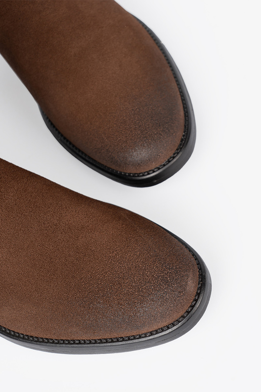 pruunid värvi nahk lumesaapad volangilise ülaosaga Sergio Leone