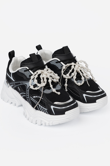 msuud Pealiste kingad z białą kokardą i koralikami